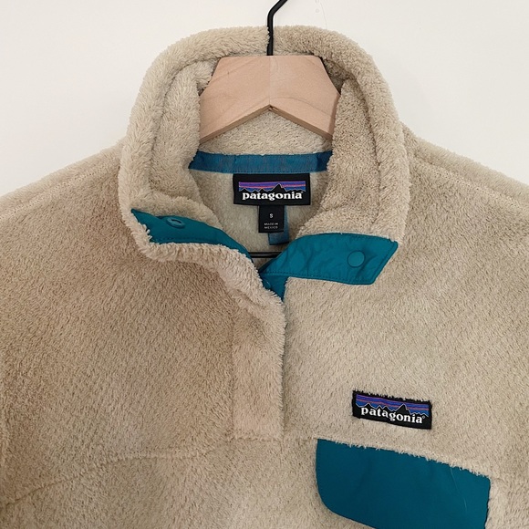 Patagonia Women's Re-Tool Snap-T® Fleece Pullover (Cream / Teal) - Picture 3 of 4